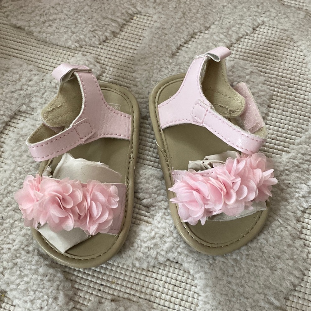 Pink carters sandals size 6-9 months
